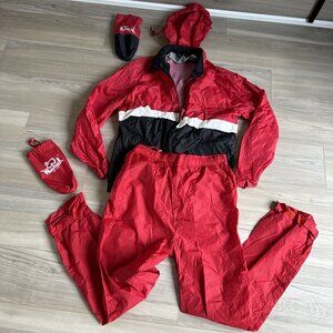Vintage 90s Woolrich‎ Mens Medium Packable Hiking Camping Rain Suit Jacket Pants